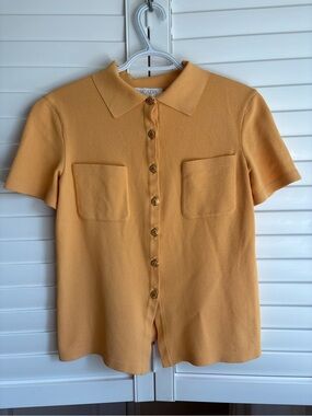 Vintage ESCADA by Margaretha Ley textured knit shirt size 38 orange